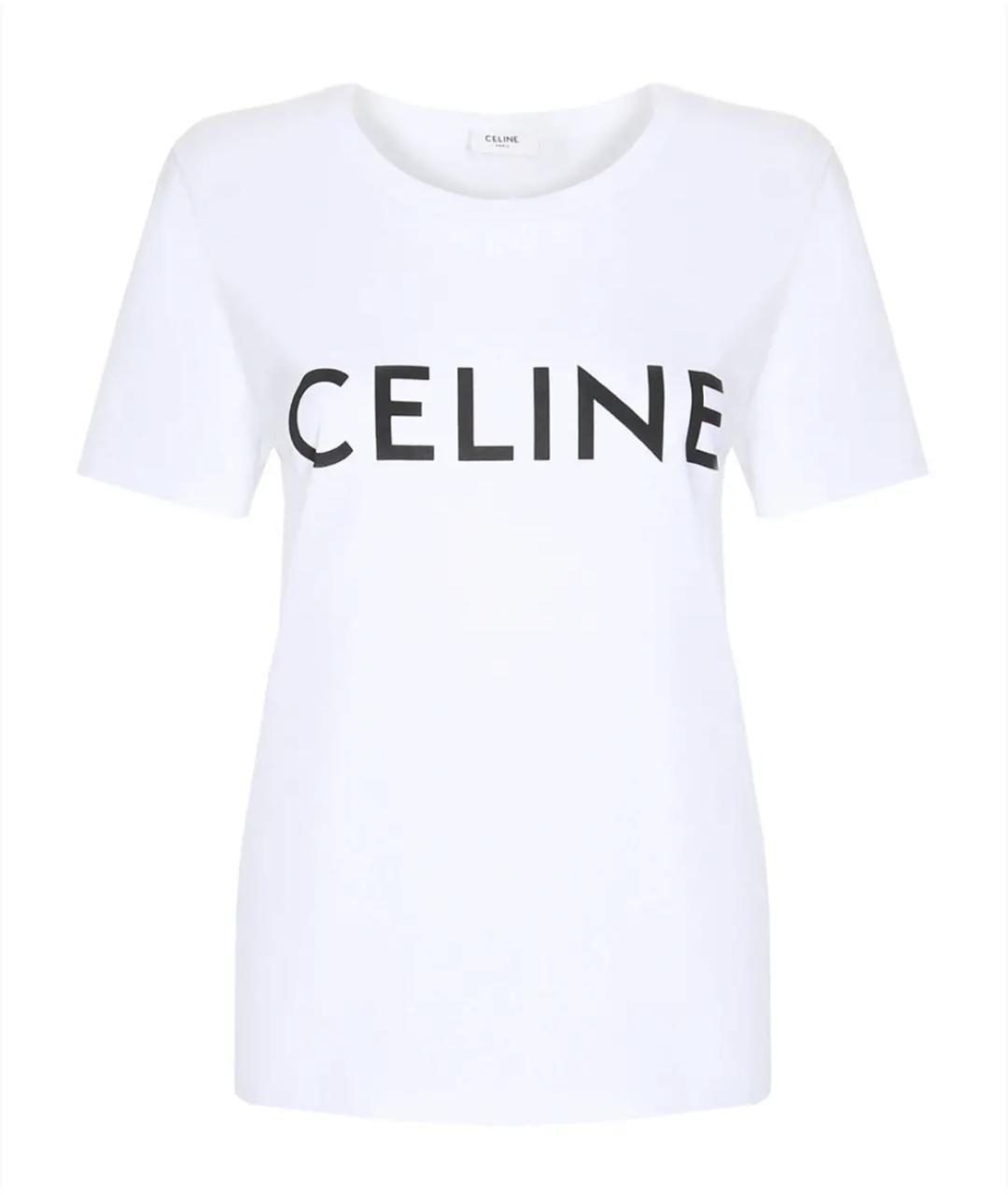 CELINE Белая хлопковая футболка, фото 4