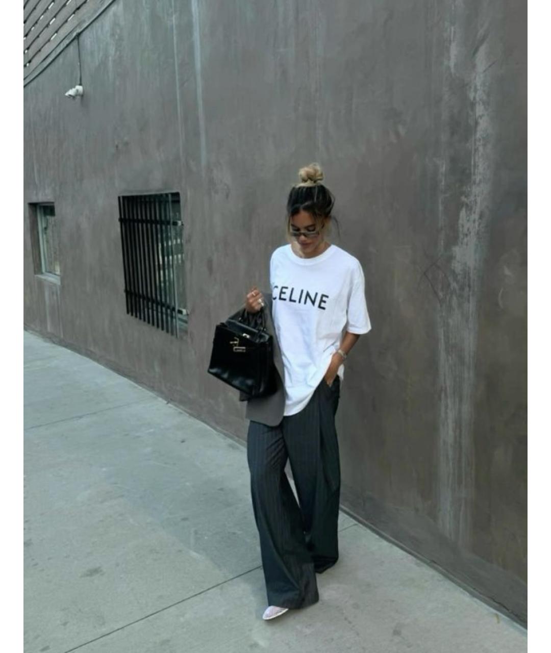 CELINE Белая хлопковая футболка, фото 3