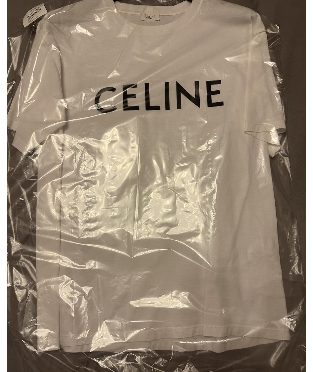 CELINE Белая хлопковая футболка, фото 2