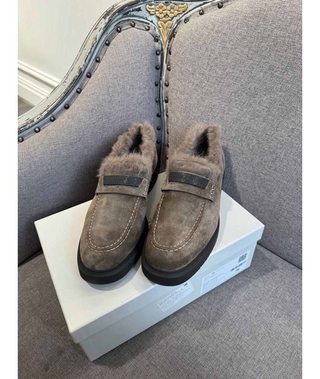 BRUNELLO CUCINELLI Коричневые замшевые лоферы, фото 2