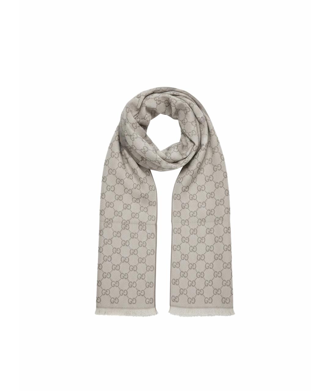 GUCCI Бежевый шерстяной шарф, фото 1