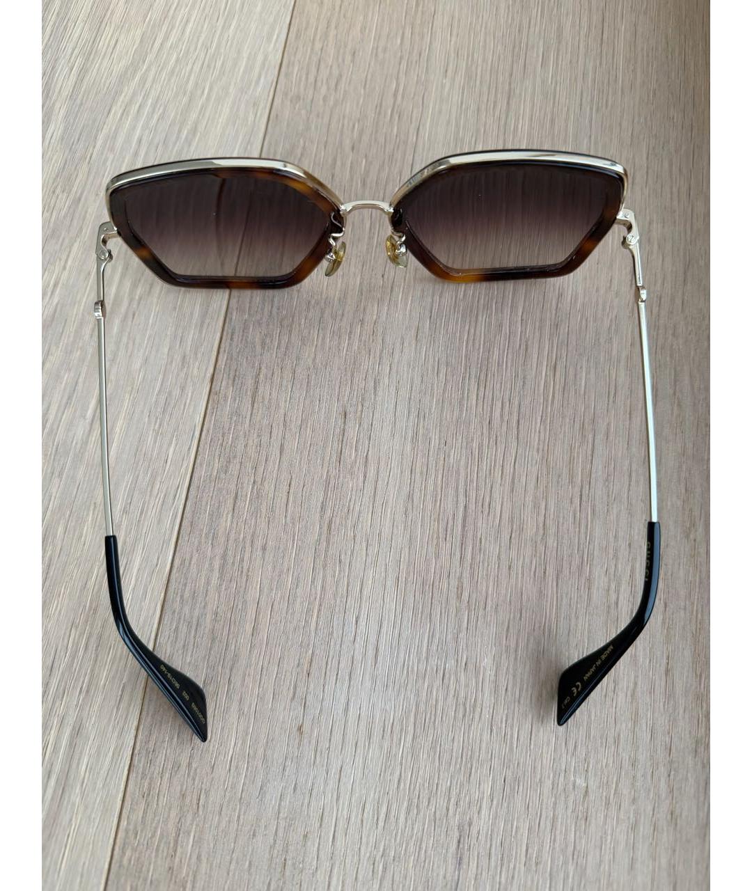 GUCCI Коричневые металлические солнцезащитные очки, фото 4
