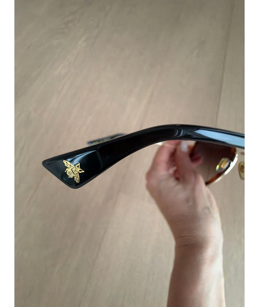 GUCCI Коричневые металлические солнцезащитные очки, фото 7