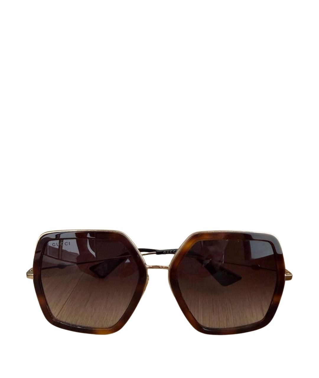 GUCCI Коричневые металлические солнцезащитные очки, фото 1
