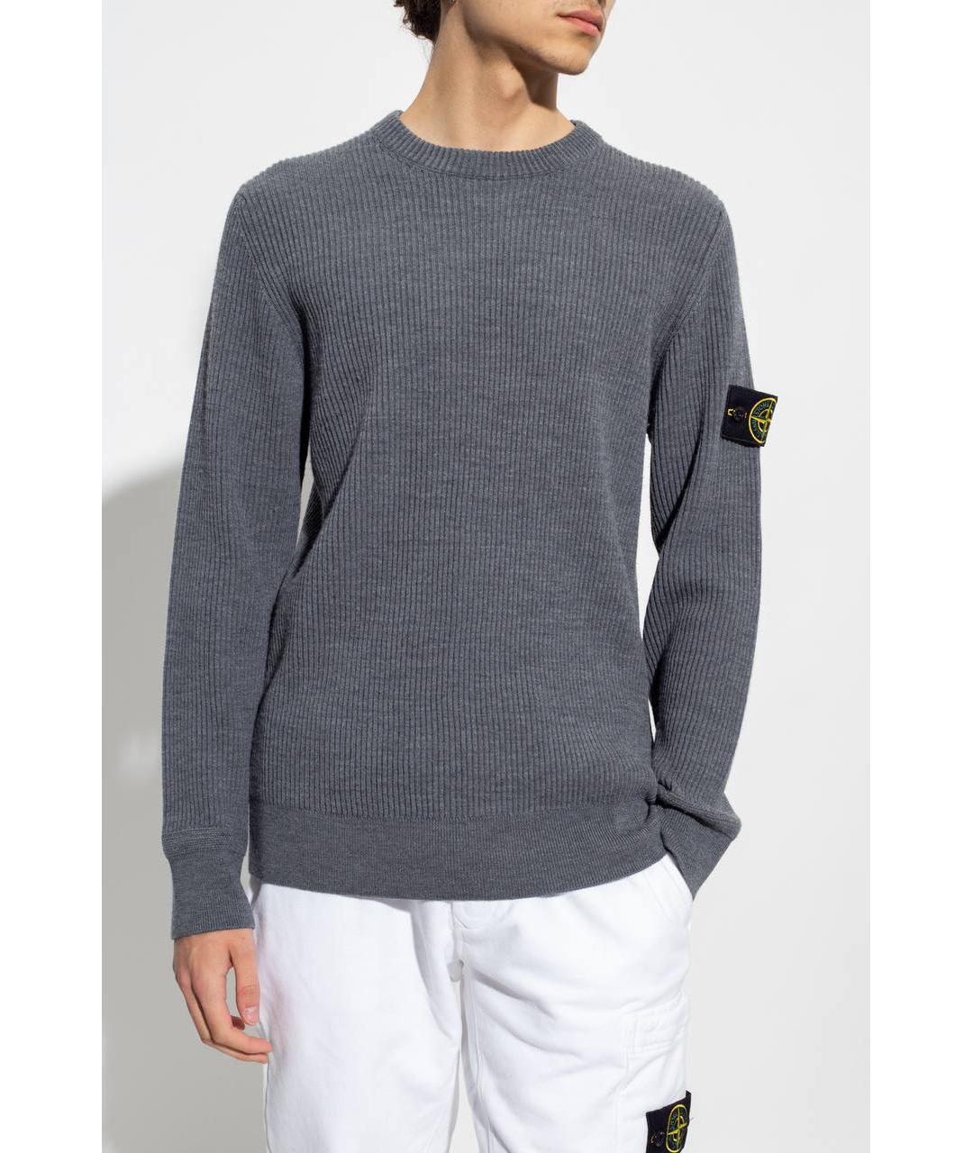 STONE ISLAND Серый шерстяной джемпер / свитер, фото 3