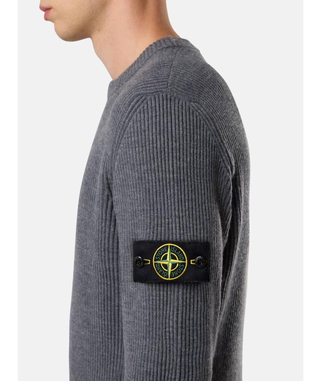 STONE ISLAND Серый шерстяной джемпер / свитер, фото 8