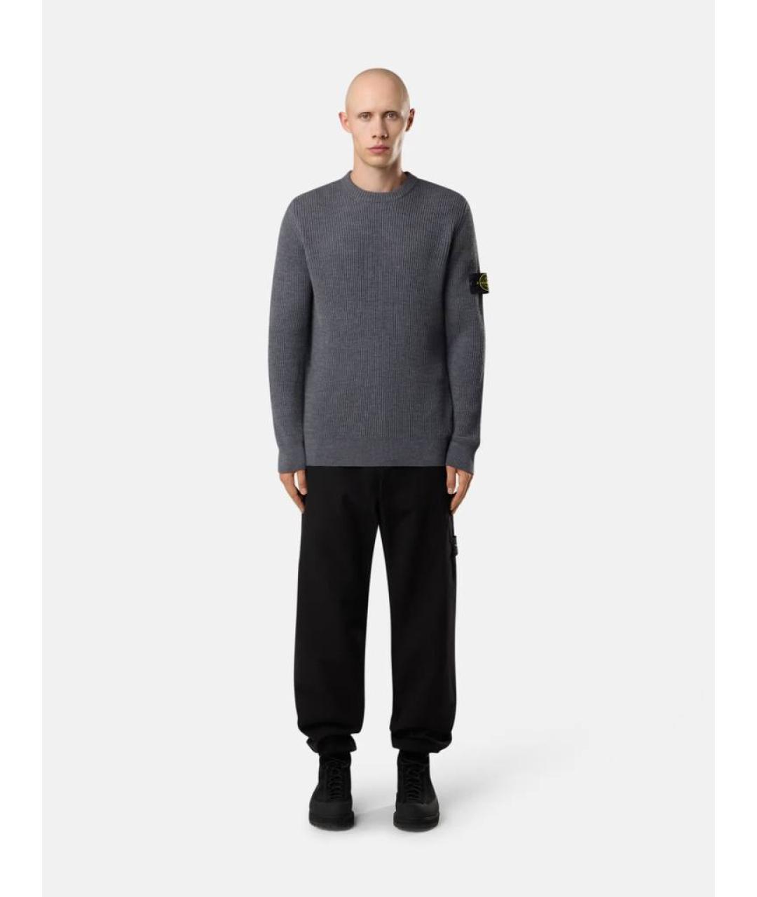 STONE ISLAND Серый шерстяной джемпер / свитер, фото 2