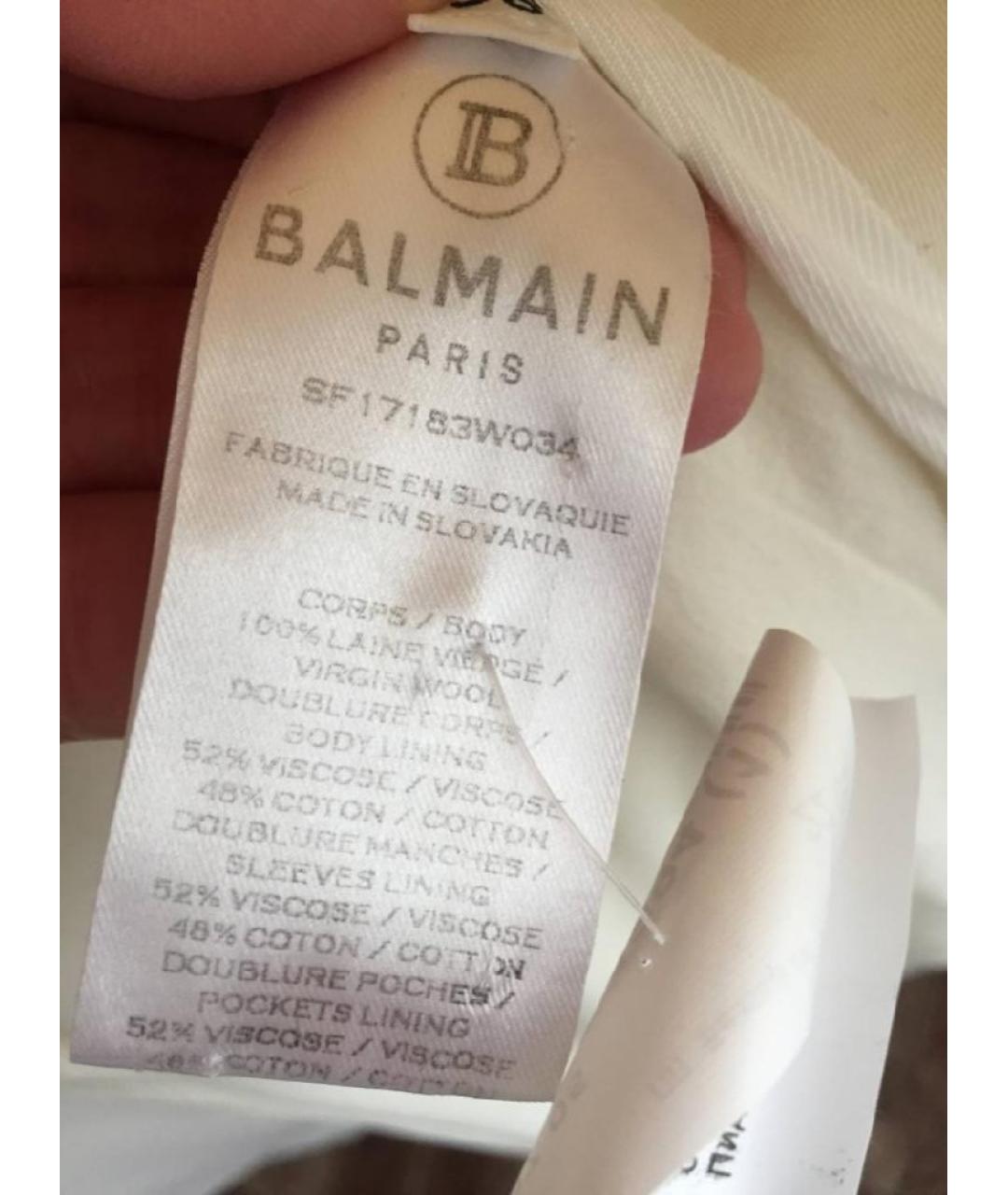 BALMAIN Белый шерстяной жакет/пиджак, фото 6