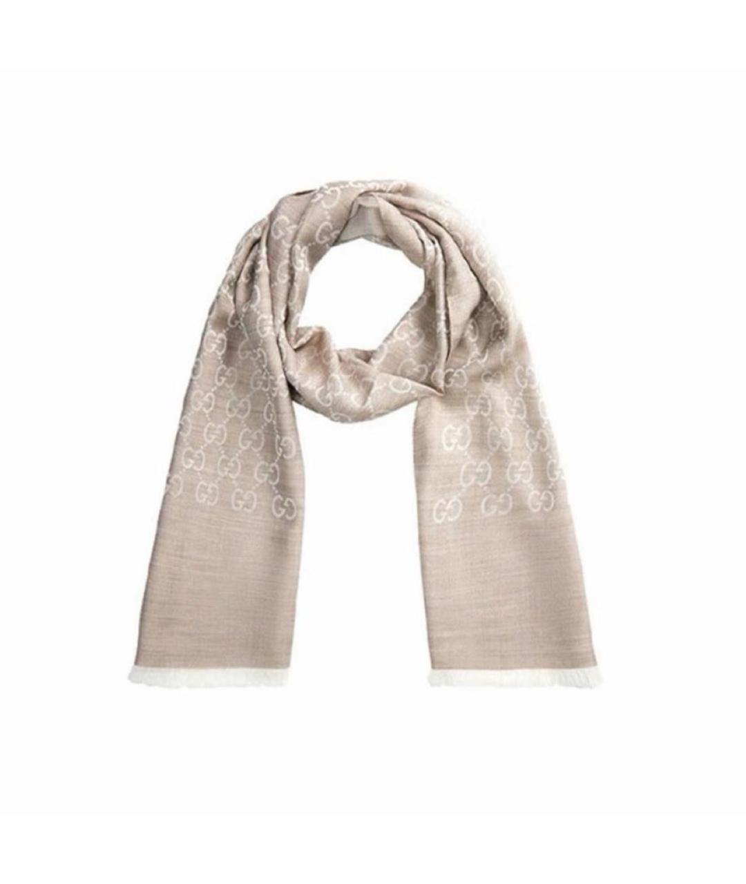 GUCCI Бежевый шерстяной шарф, фото 1