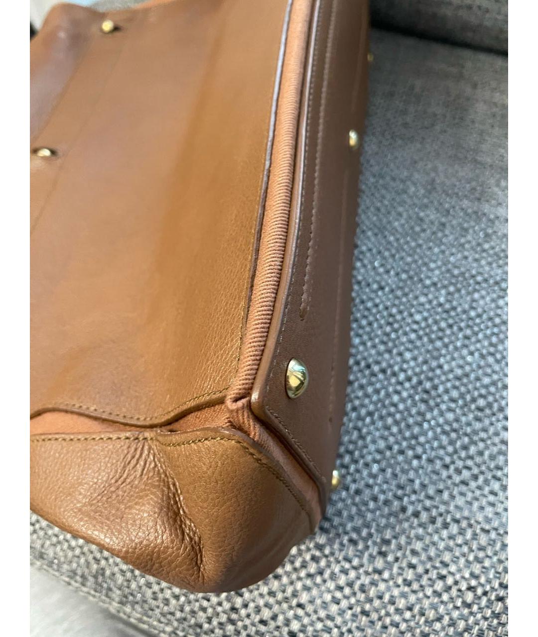 SAINT LAURENT Коричневая кожаная сумка с короткими ручками, фото 5