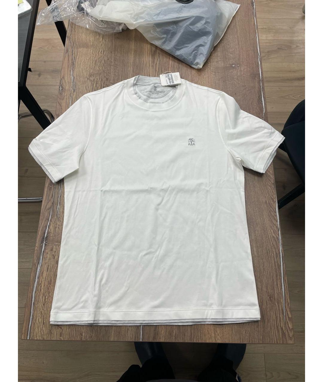 BRUNELLO CUCINELLI Белая хлопковая футболка, фото 4