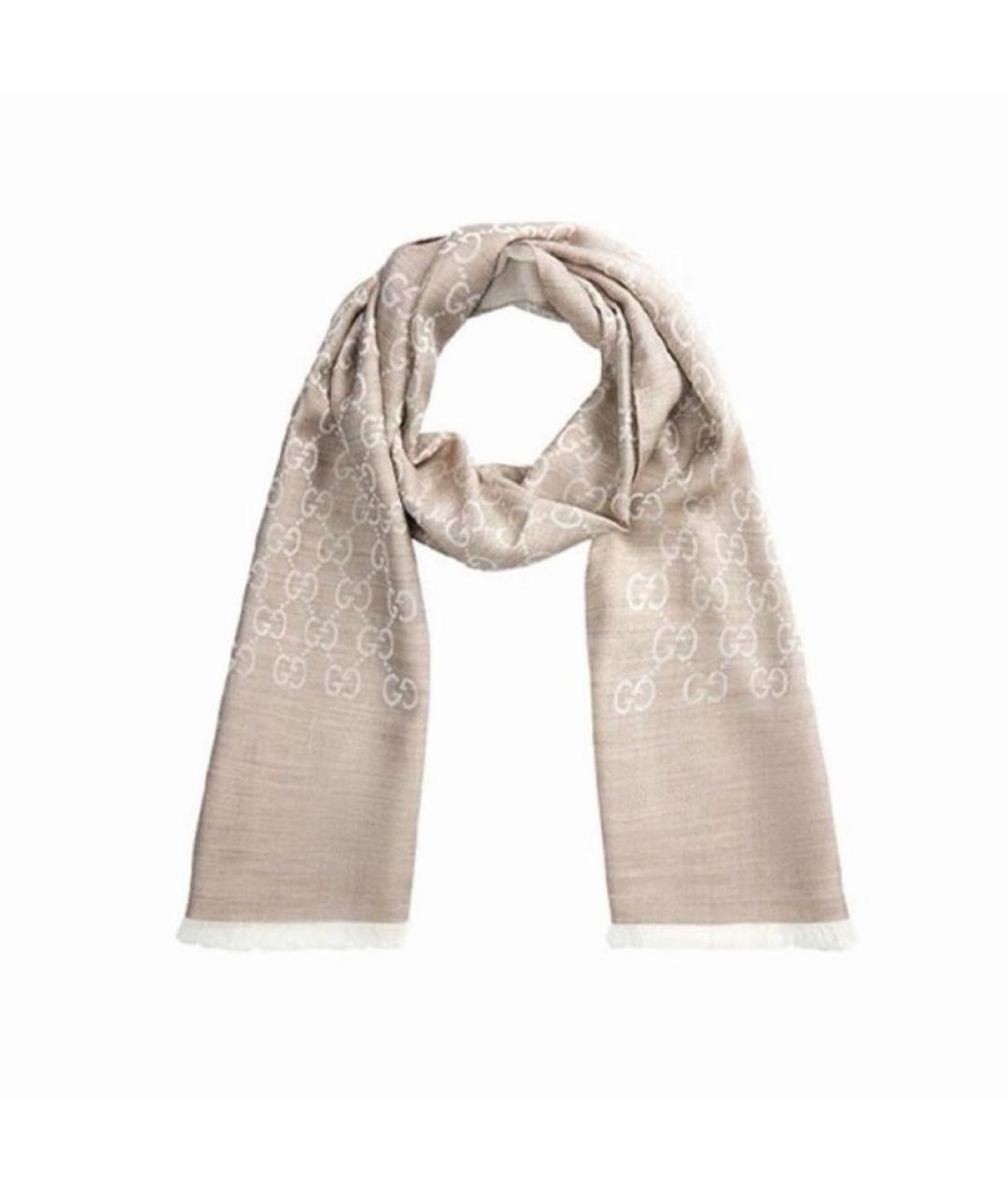 GUCCI Бежевый шерстяной платок, фото 1