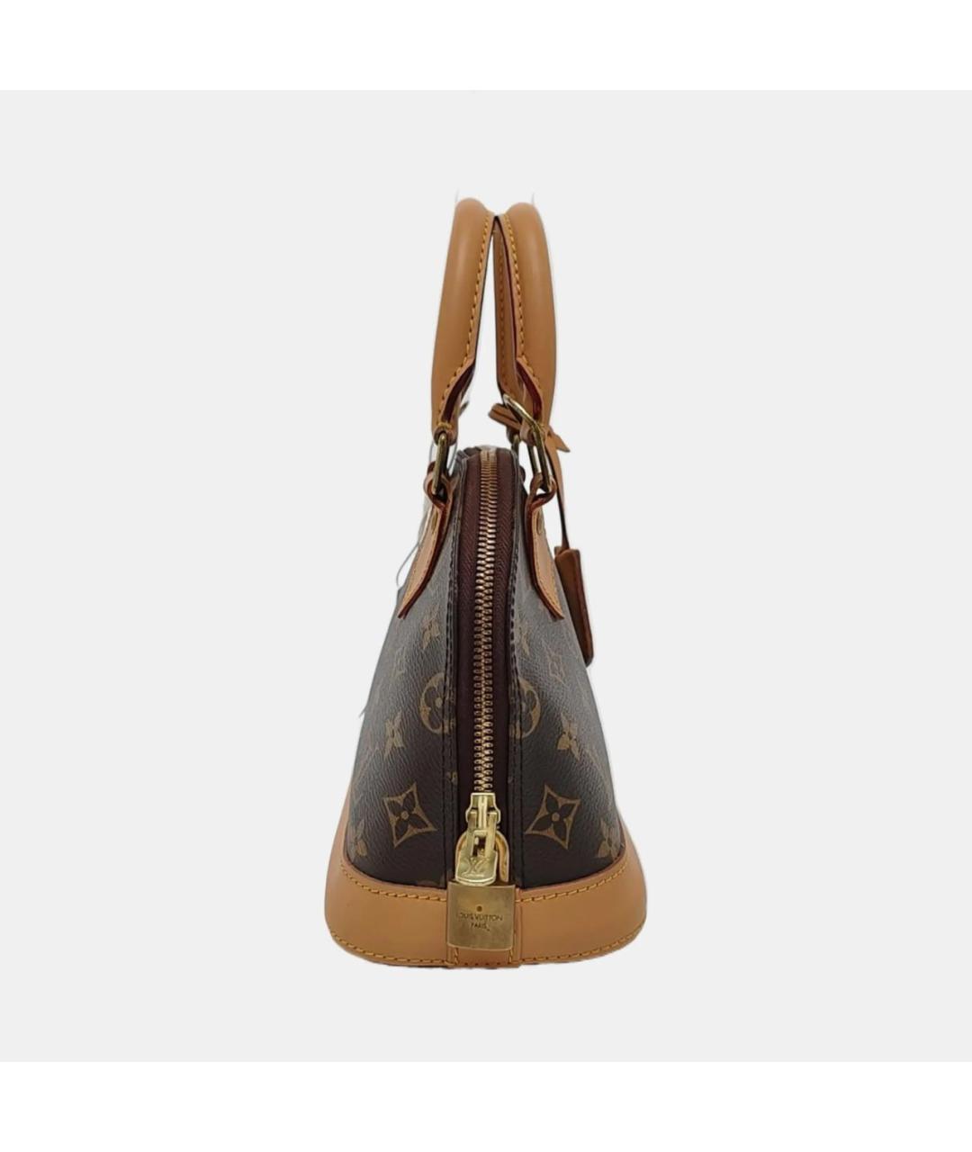 LOUIS VUITTON Коричневая кожаная сумка с короткими ручками, фото 3