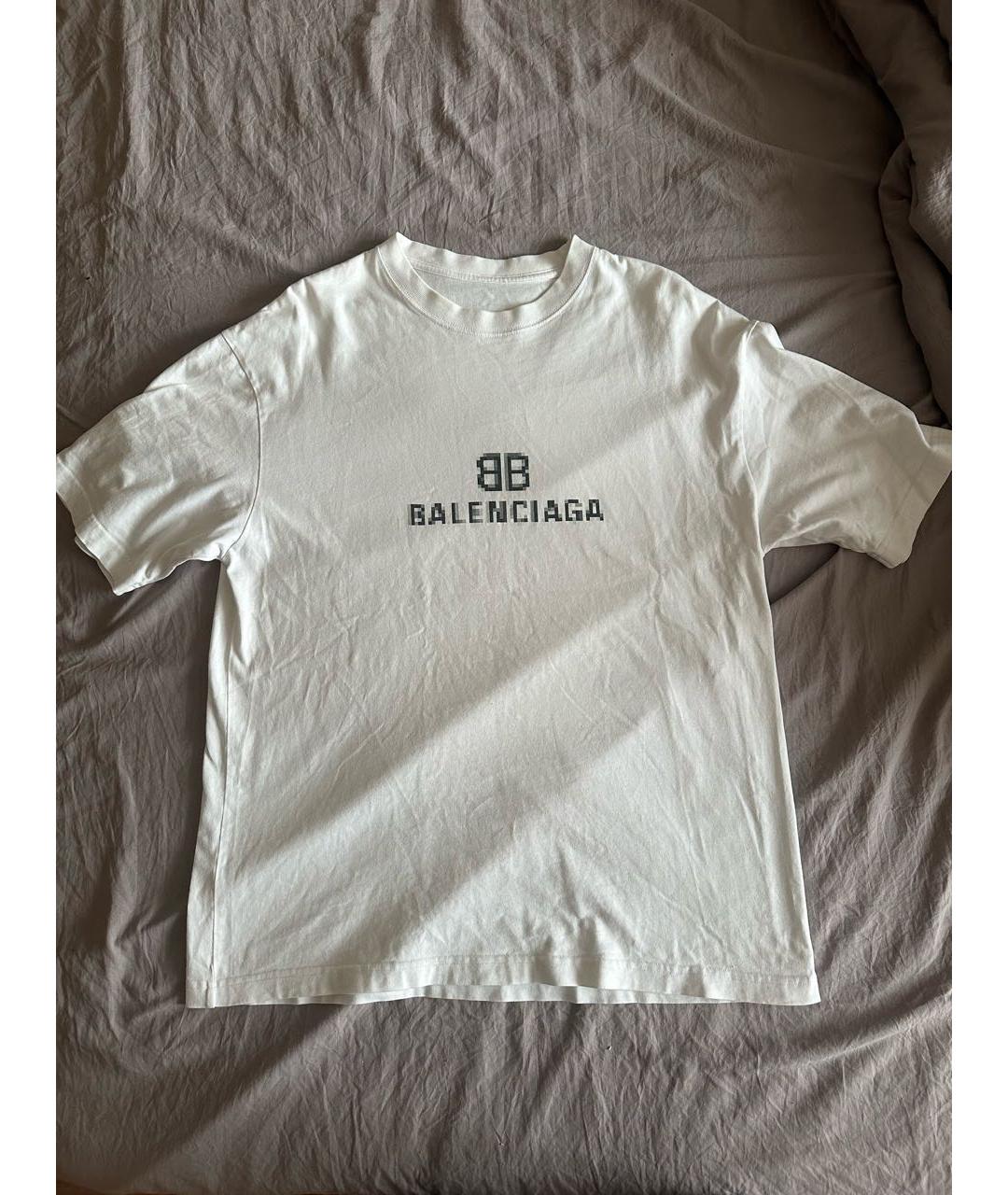 BALENCIAGA Белая хлопковая футболка, фото 6