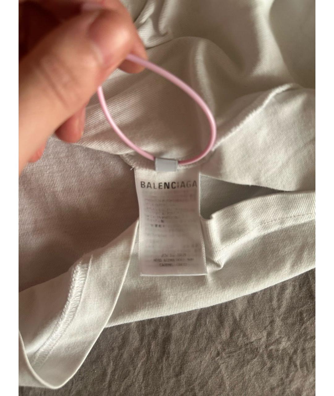 BALENCIAGA Белая хлопковая футболка, фото 4