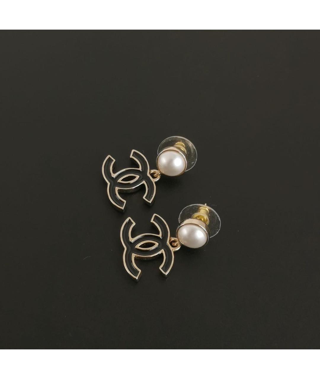 CHANEL Черные металлические серьги, фото 4