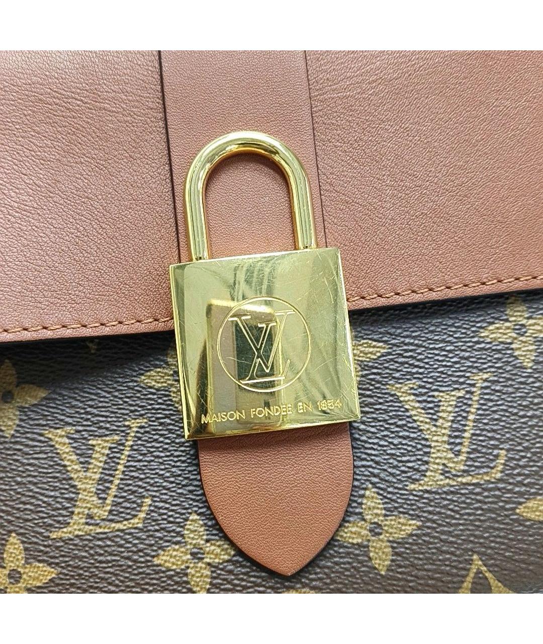 LOUIS VUITTON Коричневая кожаная сумка с короткими ручками, фото 7