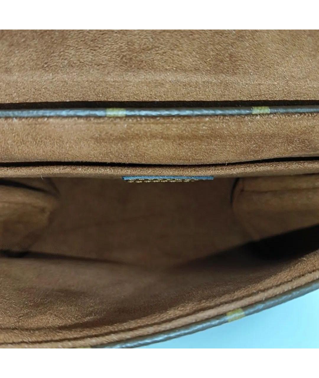 LOUIS VUITTON Коричневая кожаная сумка с короткими ручками, фото 5