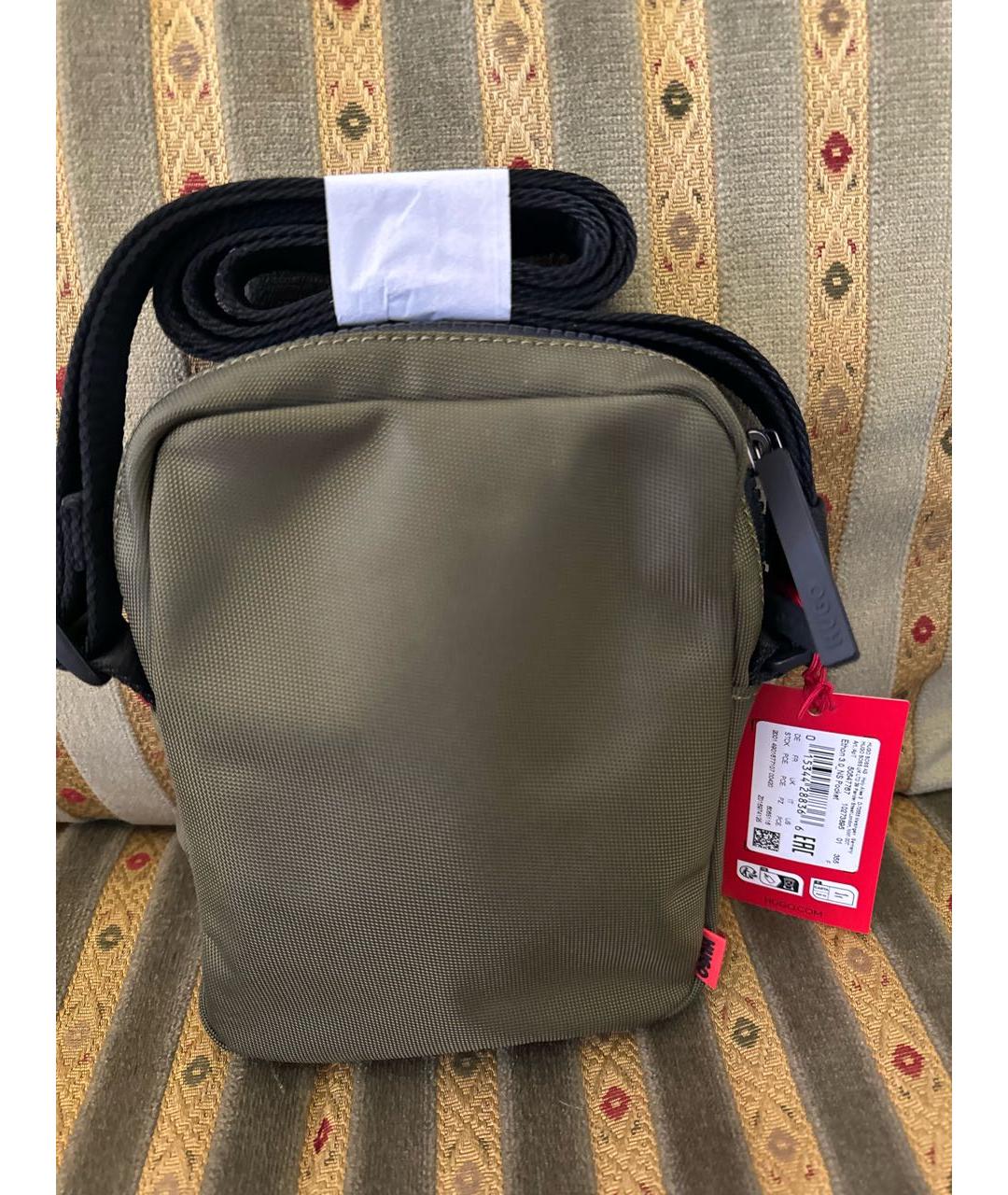 HUGO Хаки тканевая сумка на плечо, фото 3