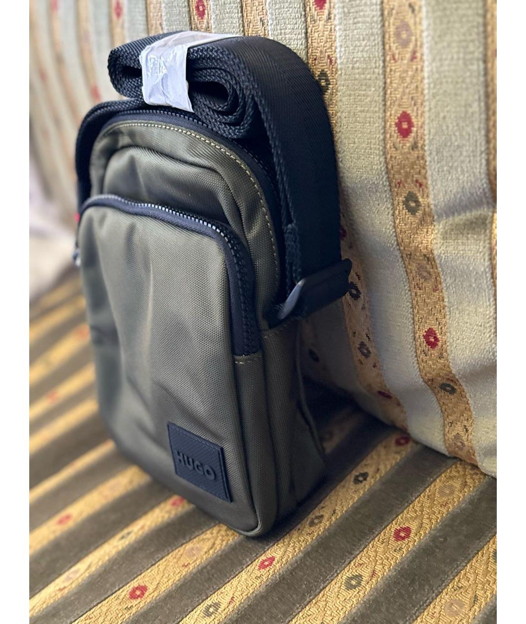 HUGO Хаки тканевая сумка на плечо, фото 2