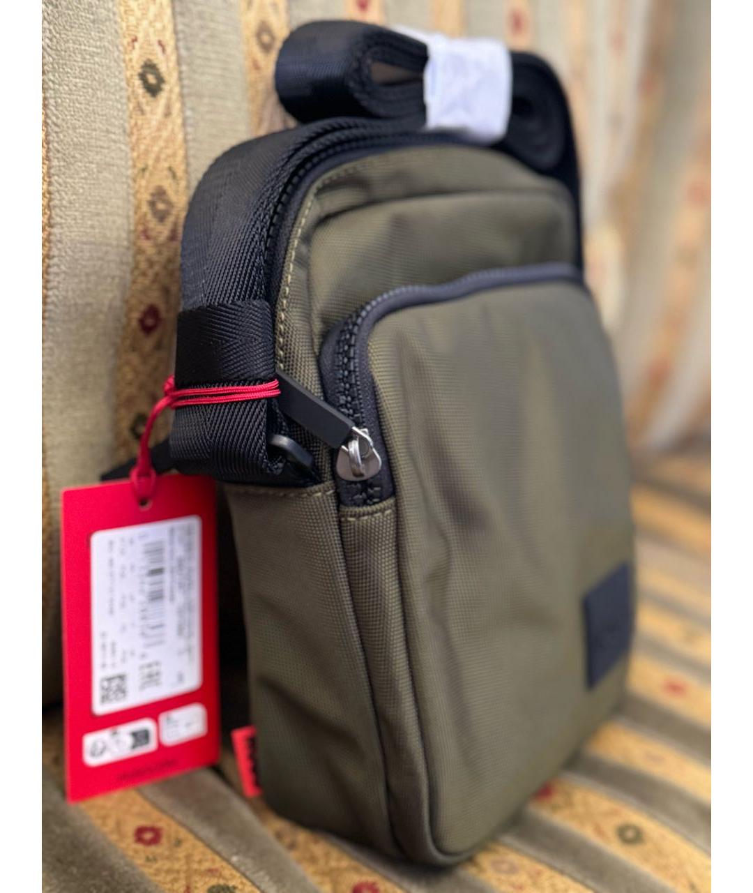 HUGO Хаки тканевая сумка на плечо, фото 5