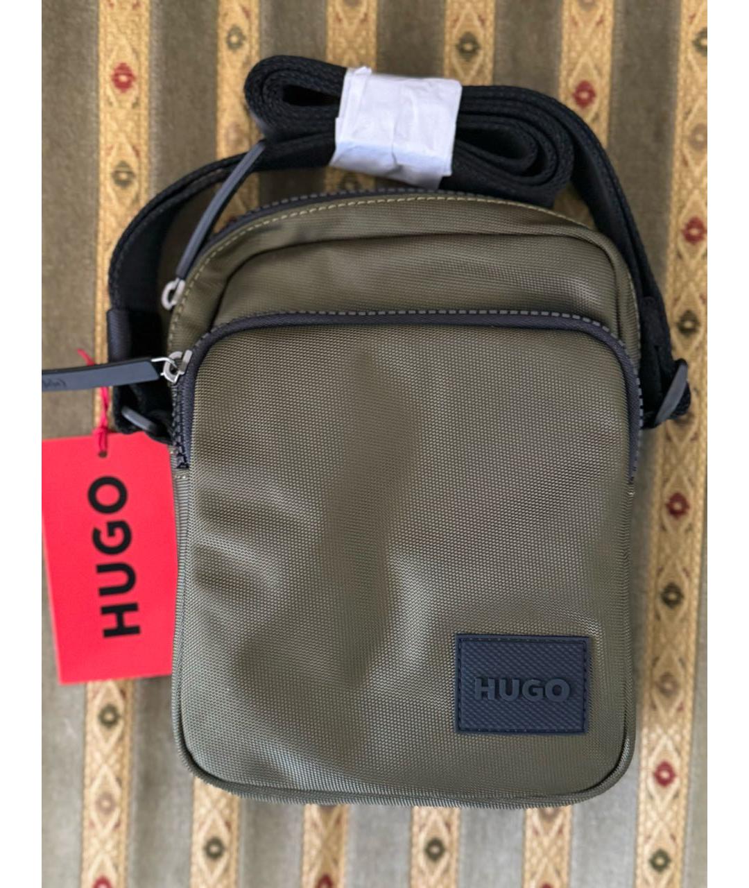 HUGO Хаки тканевая сумка на плечо, фото 8