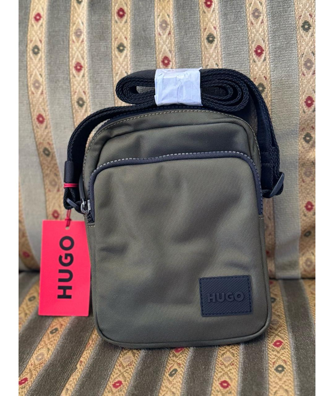 HUGO Хаки тканевая сумка на плечо, фото 6