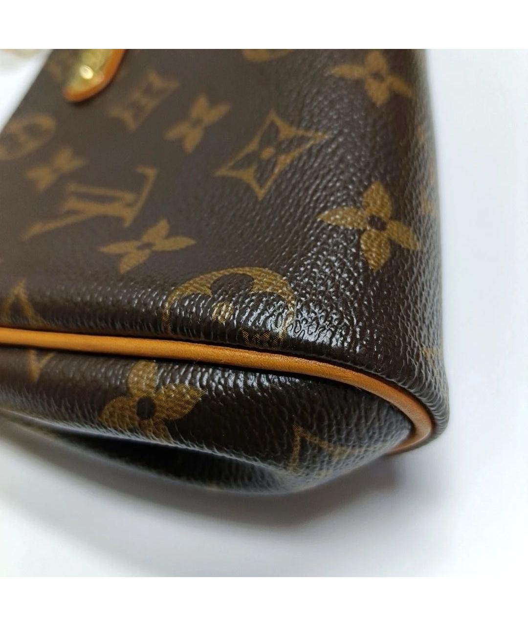 LOUIS VUITTON Коричневая кожаная сумка с короткими ручками, фото 6