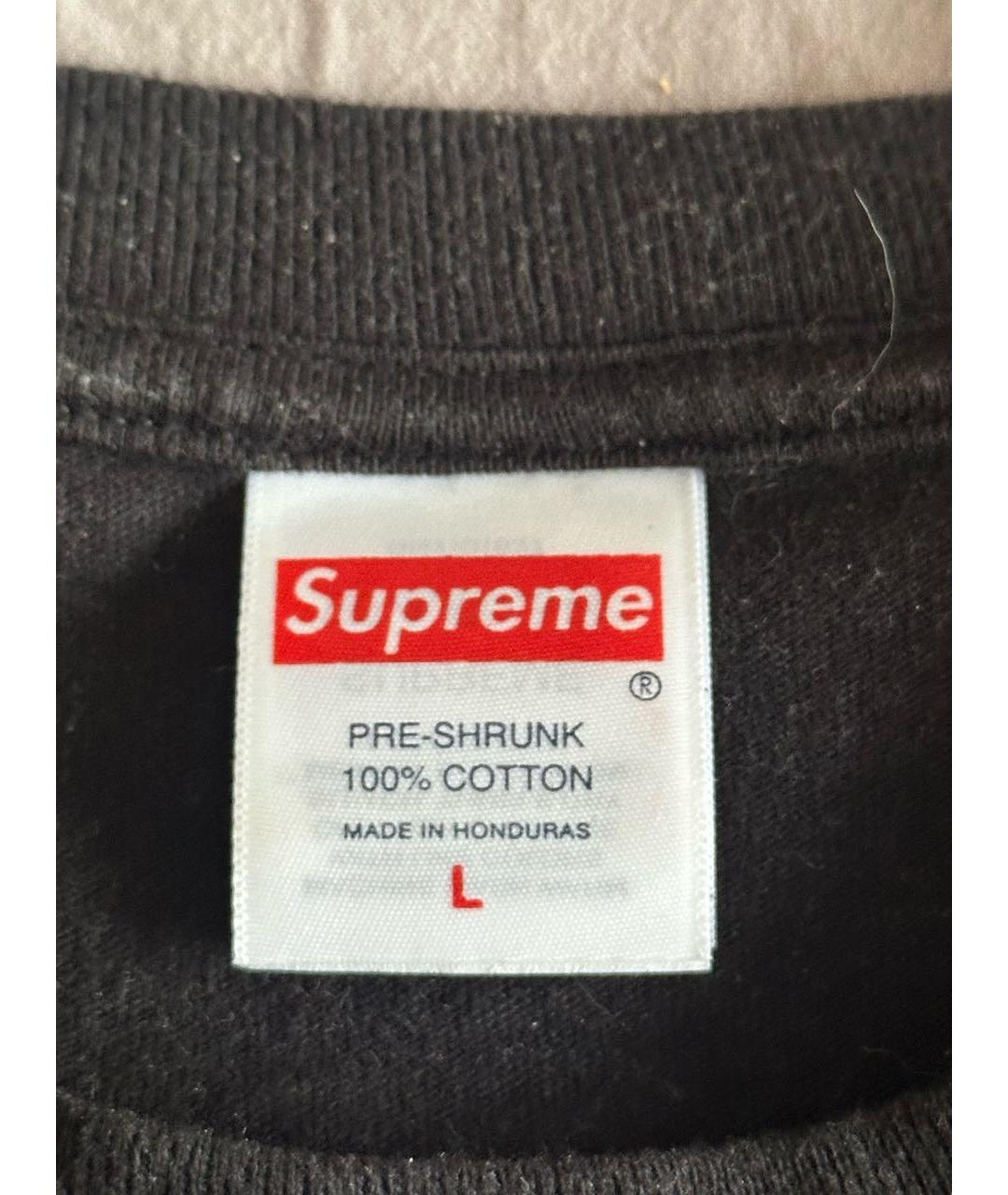 SUPREME Черная хлопковая футболка, фото 3