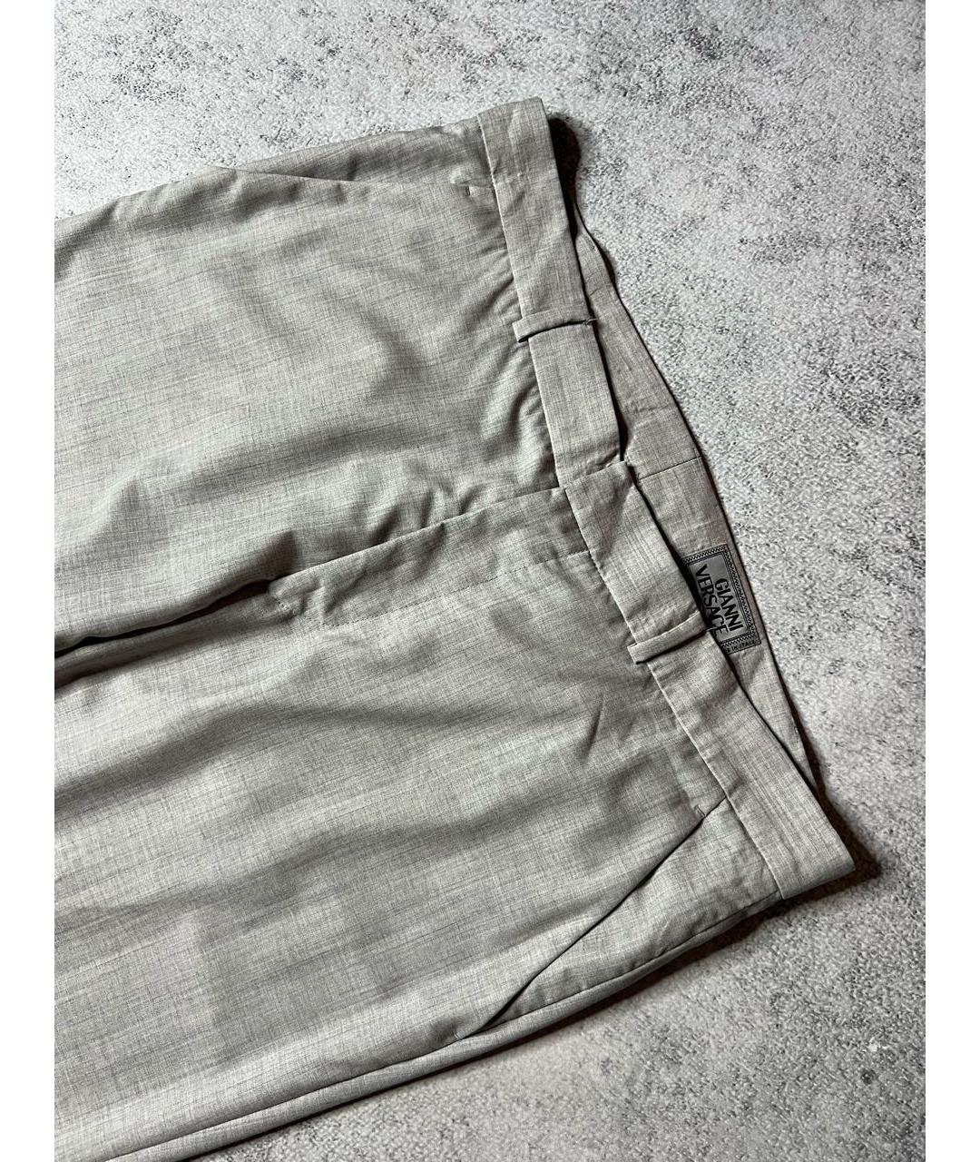 VERSACE Серые шерстяные классические брюки, фото 7