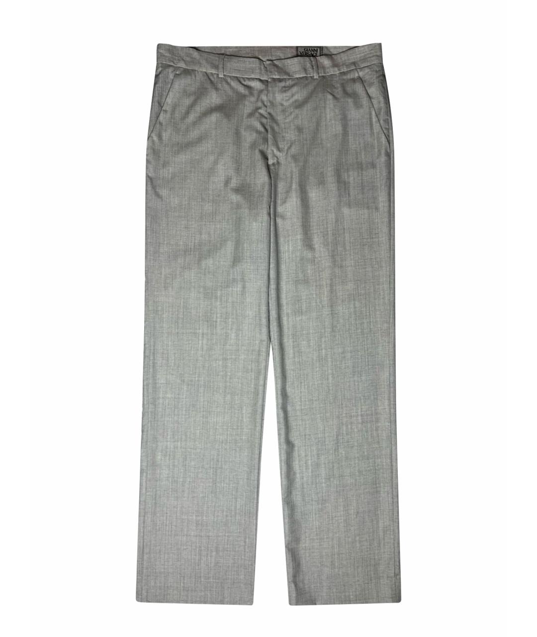 VERSACE Серые шерстяные классические брюки, фото 1