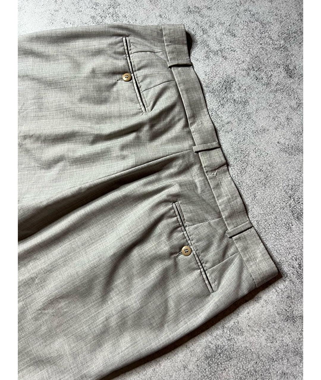 VERSACE Серые шерстяные классические брюки, фото 6