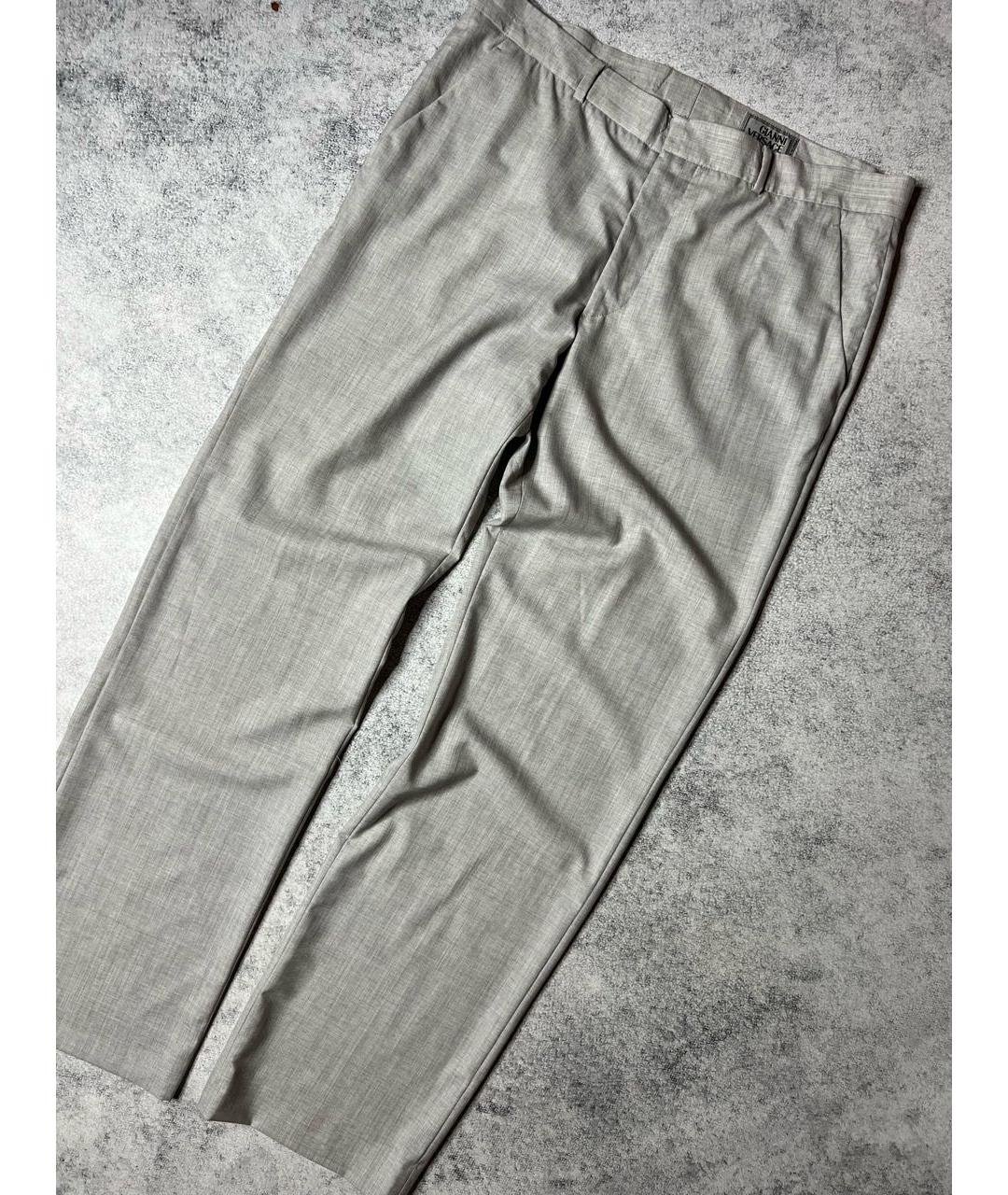 VERSACE Серые шерстяные классические брюки, фото 2