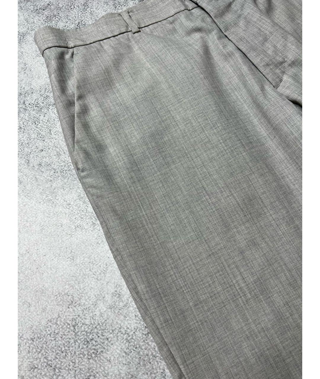 VERSACE Серые шерстяные классические брюки, фото 5