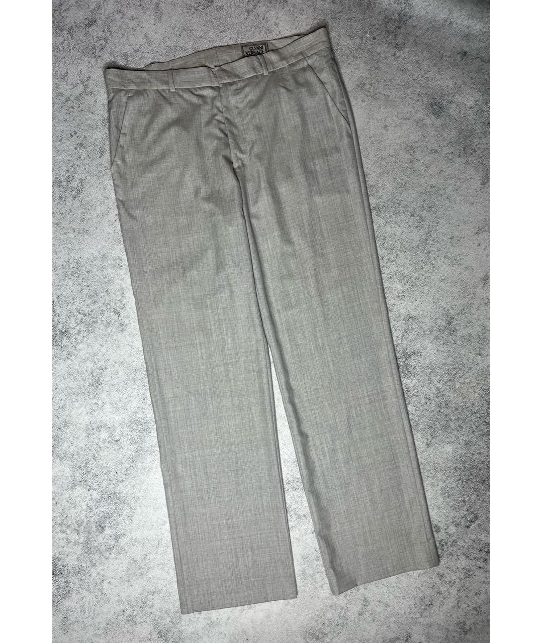 VERSACE Серые шерстяные классические брюки, фото 9