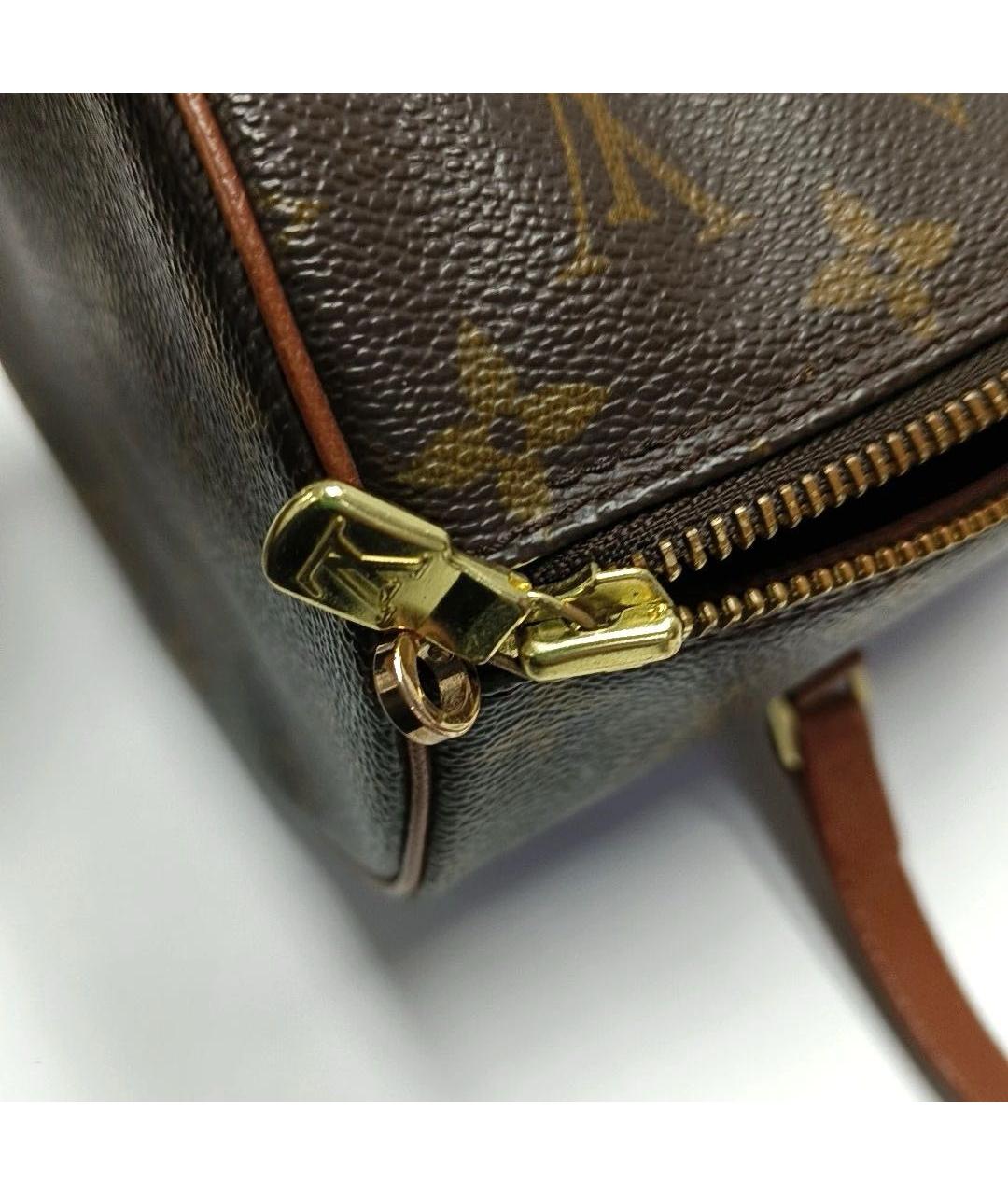 LOUIS VUITTON Коричневая кожаная сумка с короткими ручками, фото 7