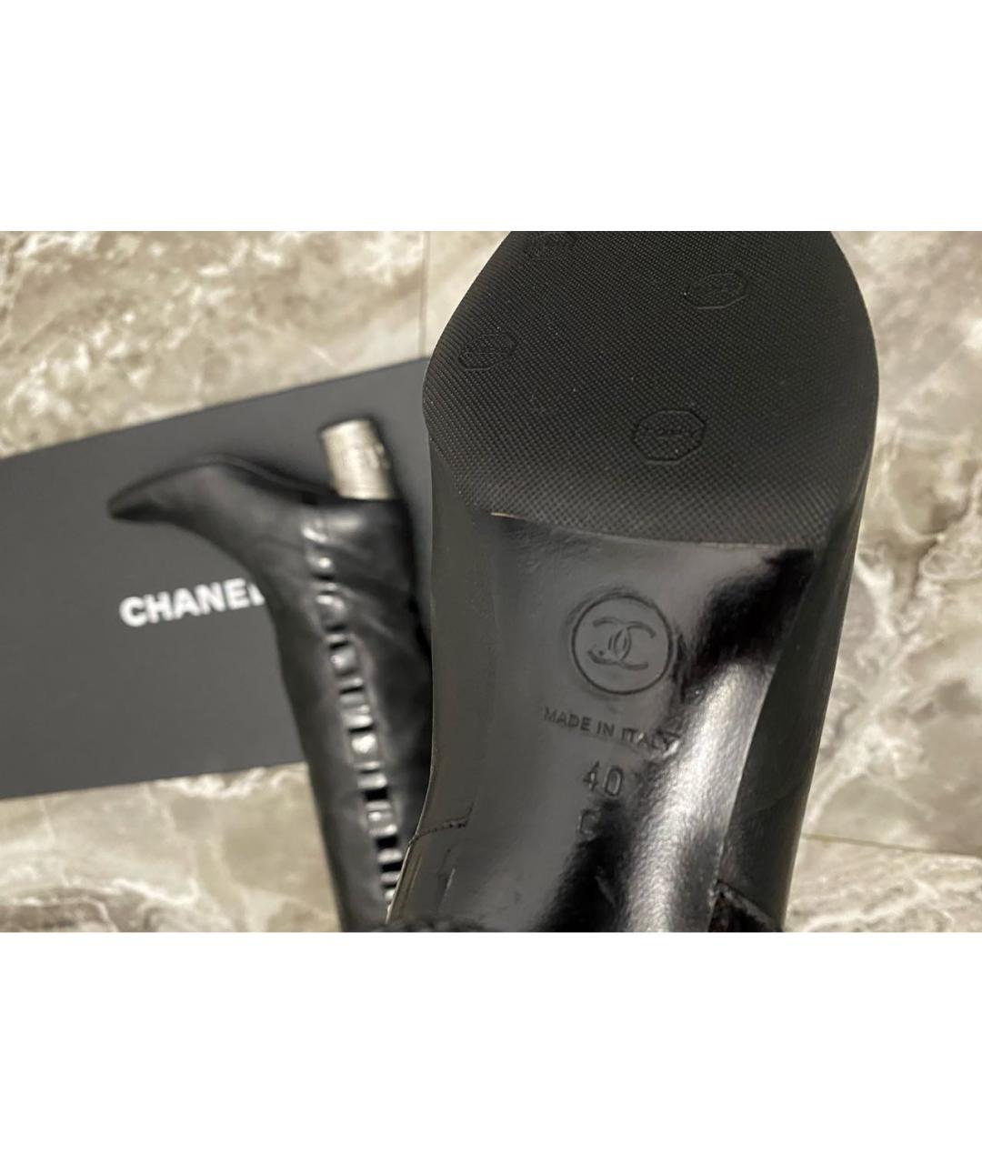 CHANEL Черные кожаные ботфорты, фото 3