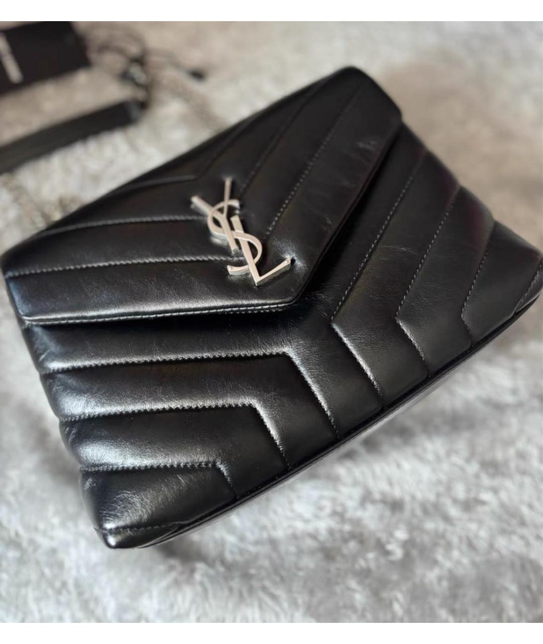 SAINT LAURENT Черная кожаная сумка через плечо, фото 2