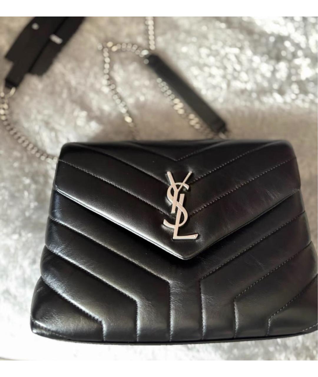 SAINT LAURENT Черная кожаная сумка через плечо, фото 3