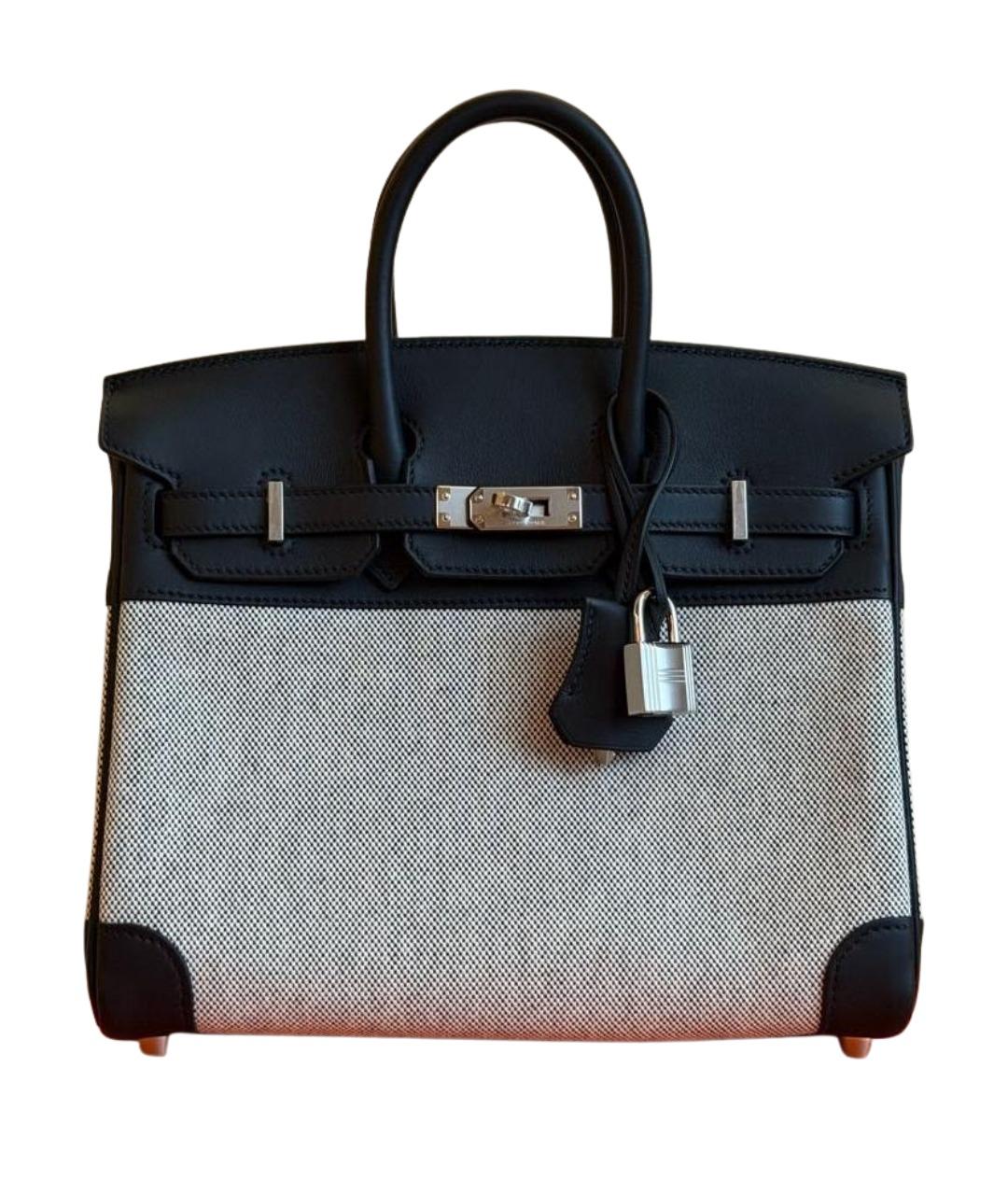 HERMES Серая тканевая сумка с короткими ручками, фото 1