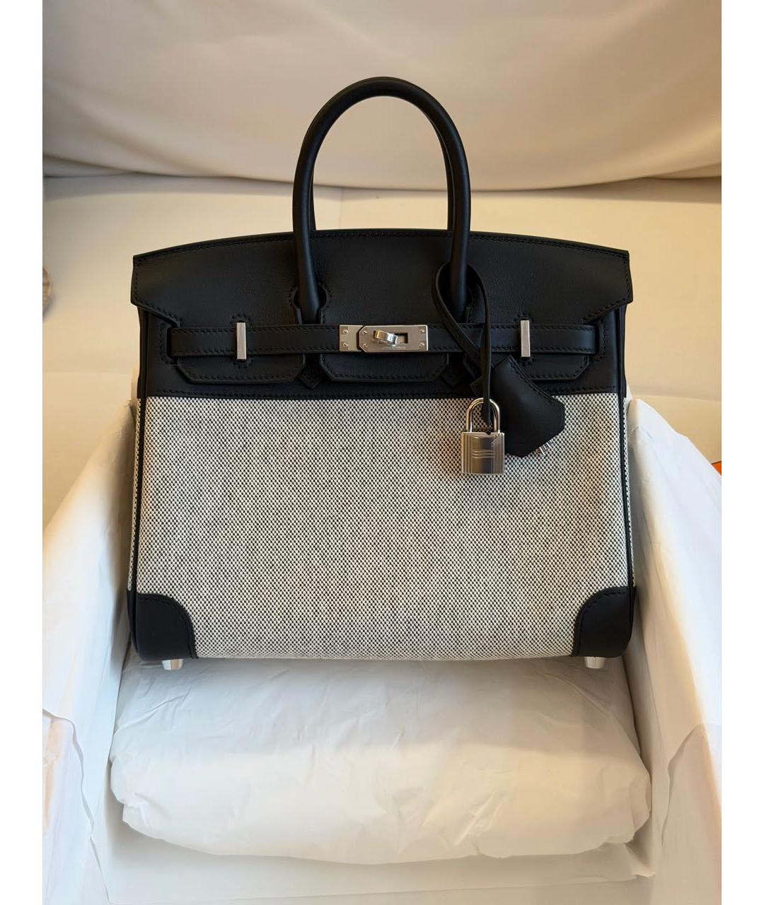 HERMES Серая тканевая сумка с короткими ручками, фото 2