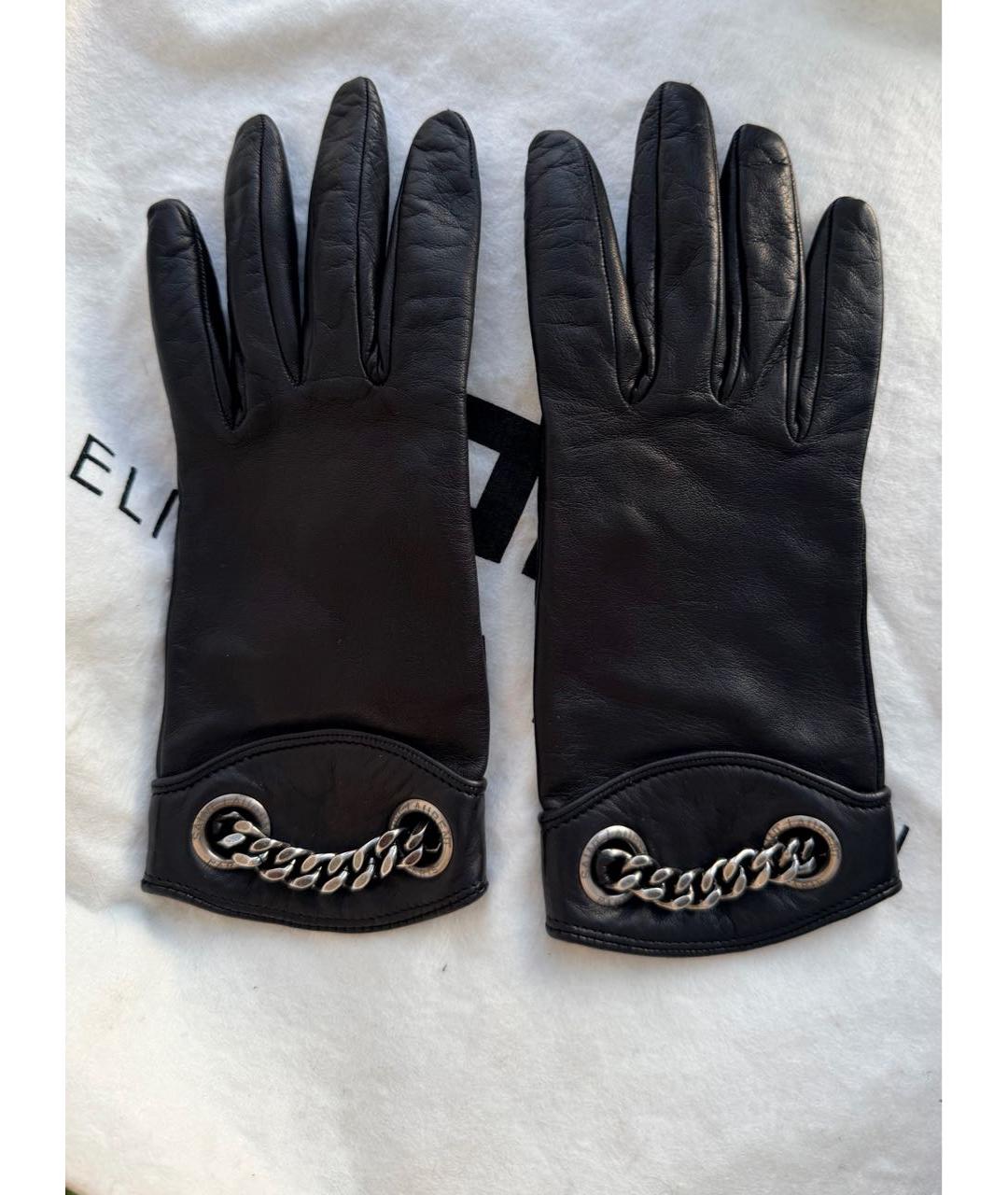 SAINT LAURENT Черные кожаные перчатки, фото 8