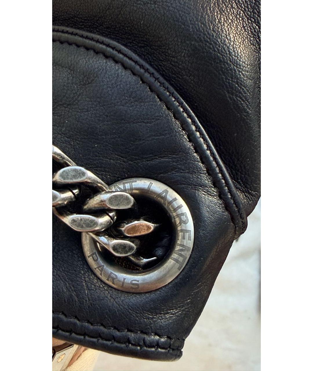 SAINT LAURENT Черные кожаные перчатки, фото 6