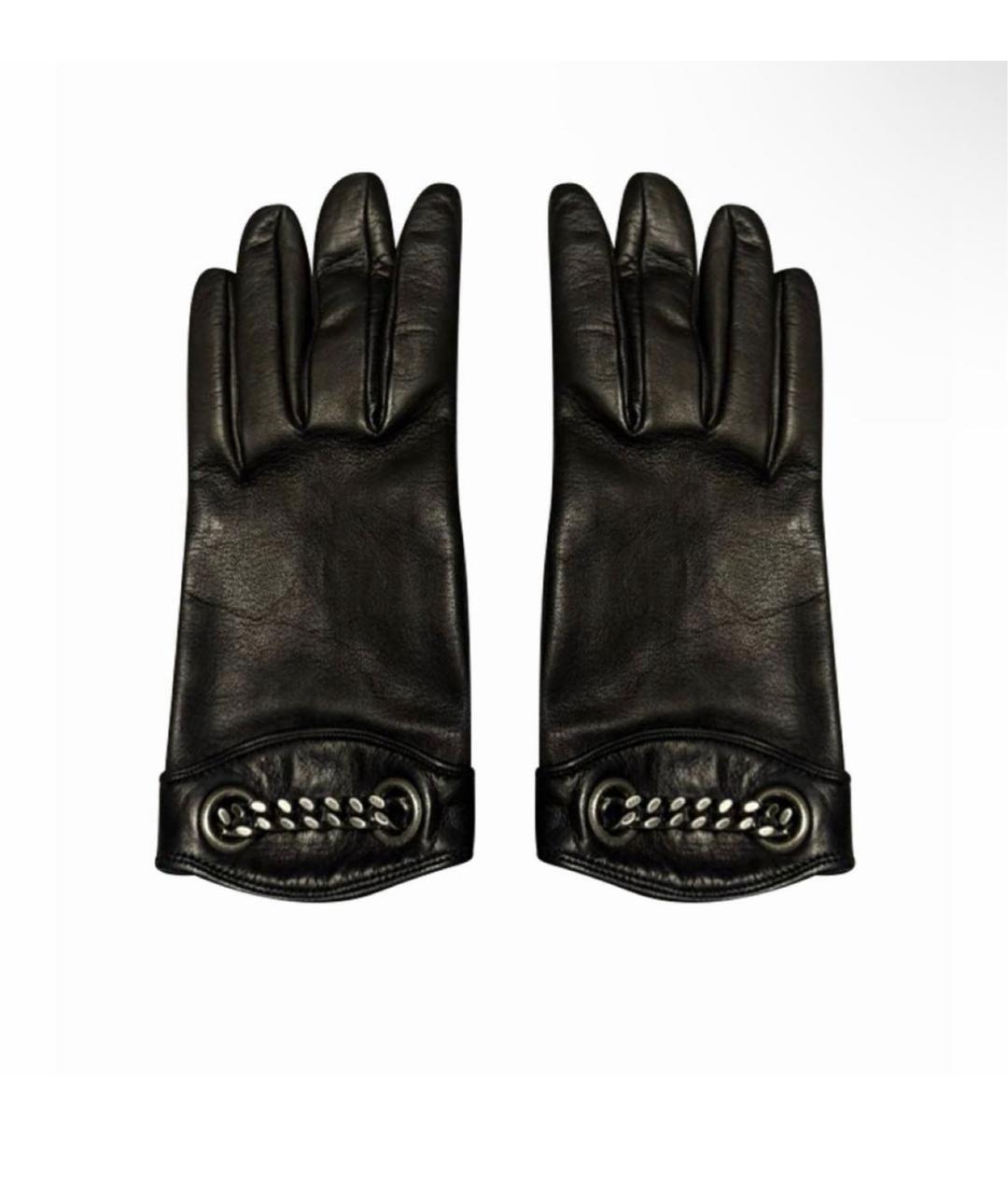 SAINT LAURENT Черные кожаные перчатки, фото 5