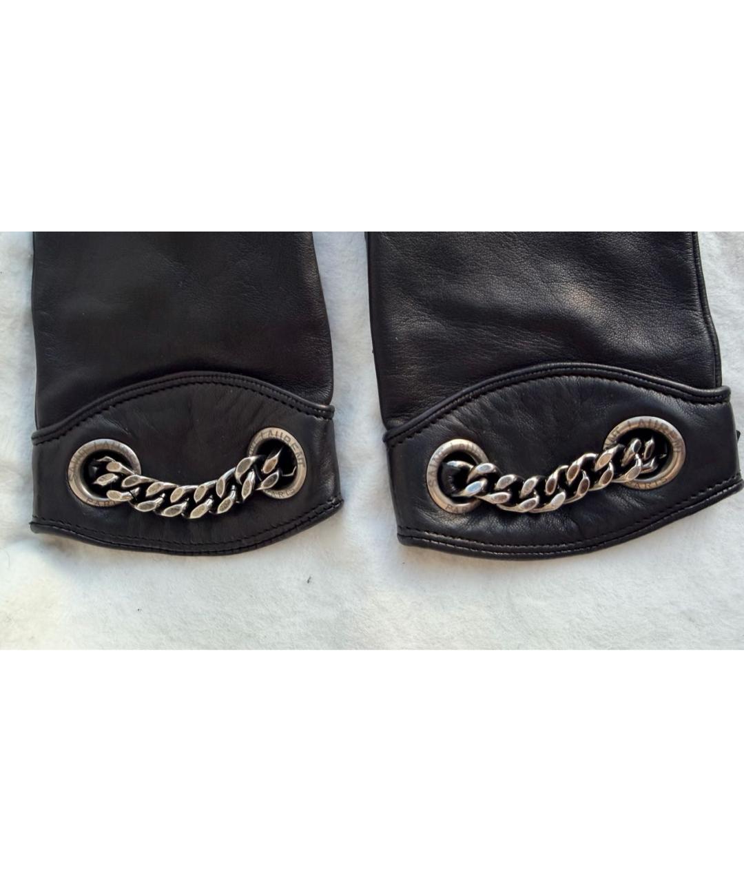 SAINT LAURENT Черные кожаные перчатки, фото 4