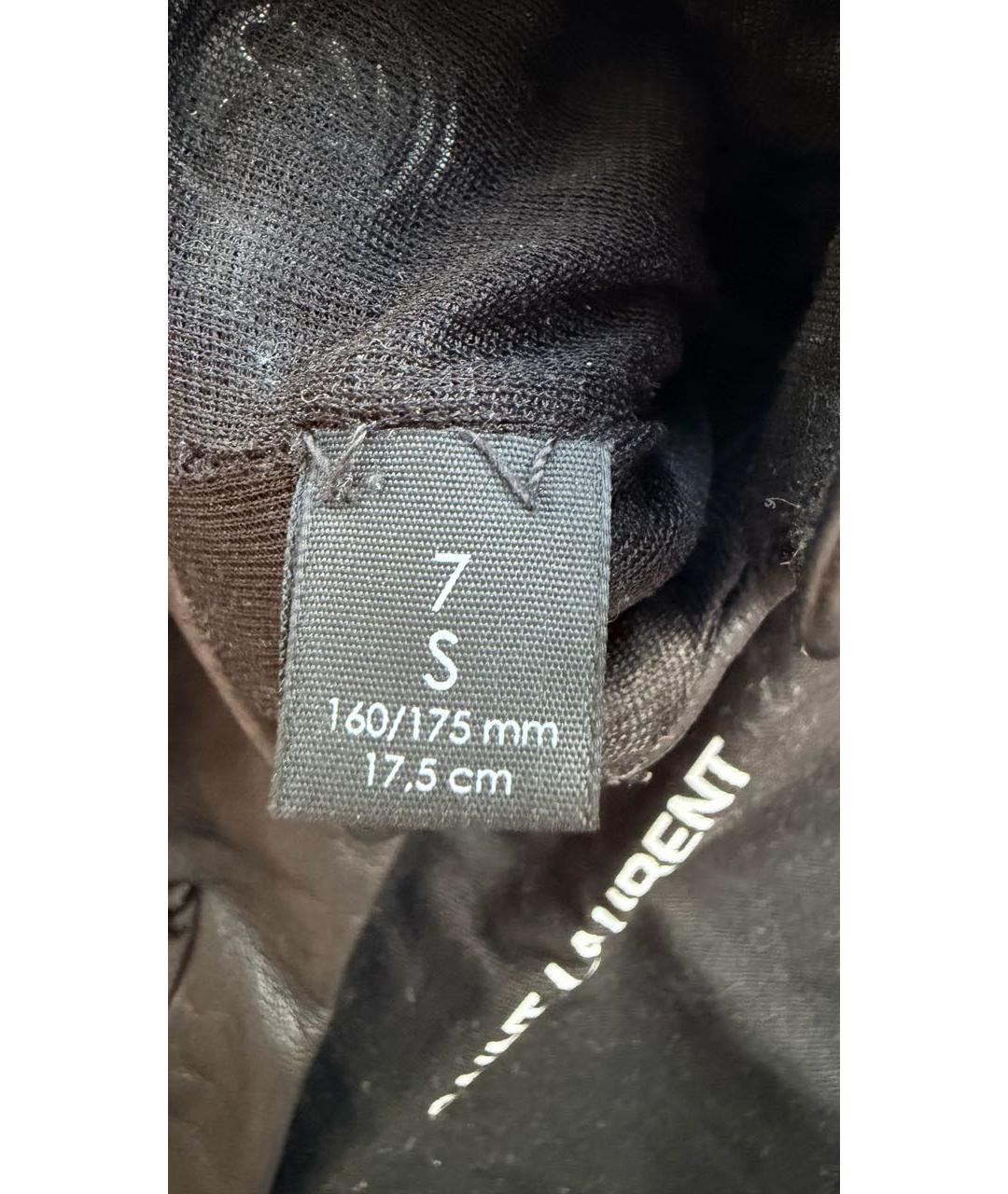 SAINT LAURENT Черные кожаные перчатки, фото 3