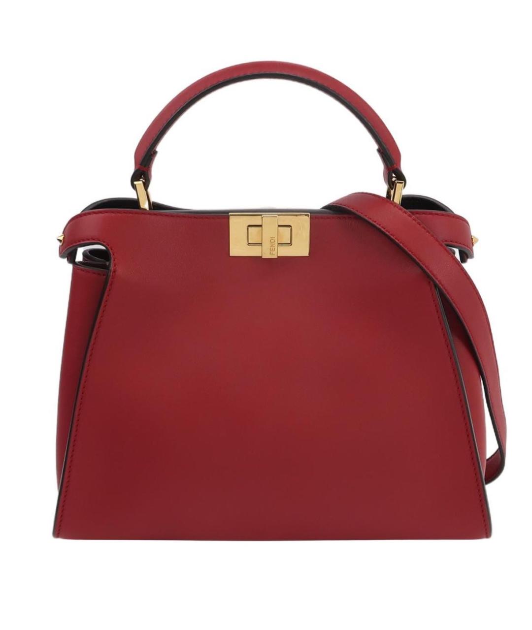 FENDI Красная кожаная сумка с короткими ручками, фото 1