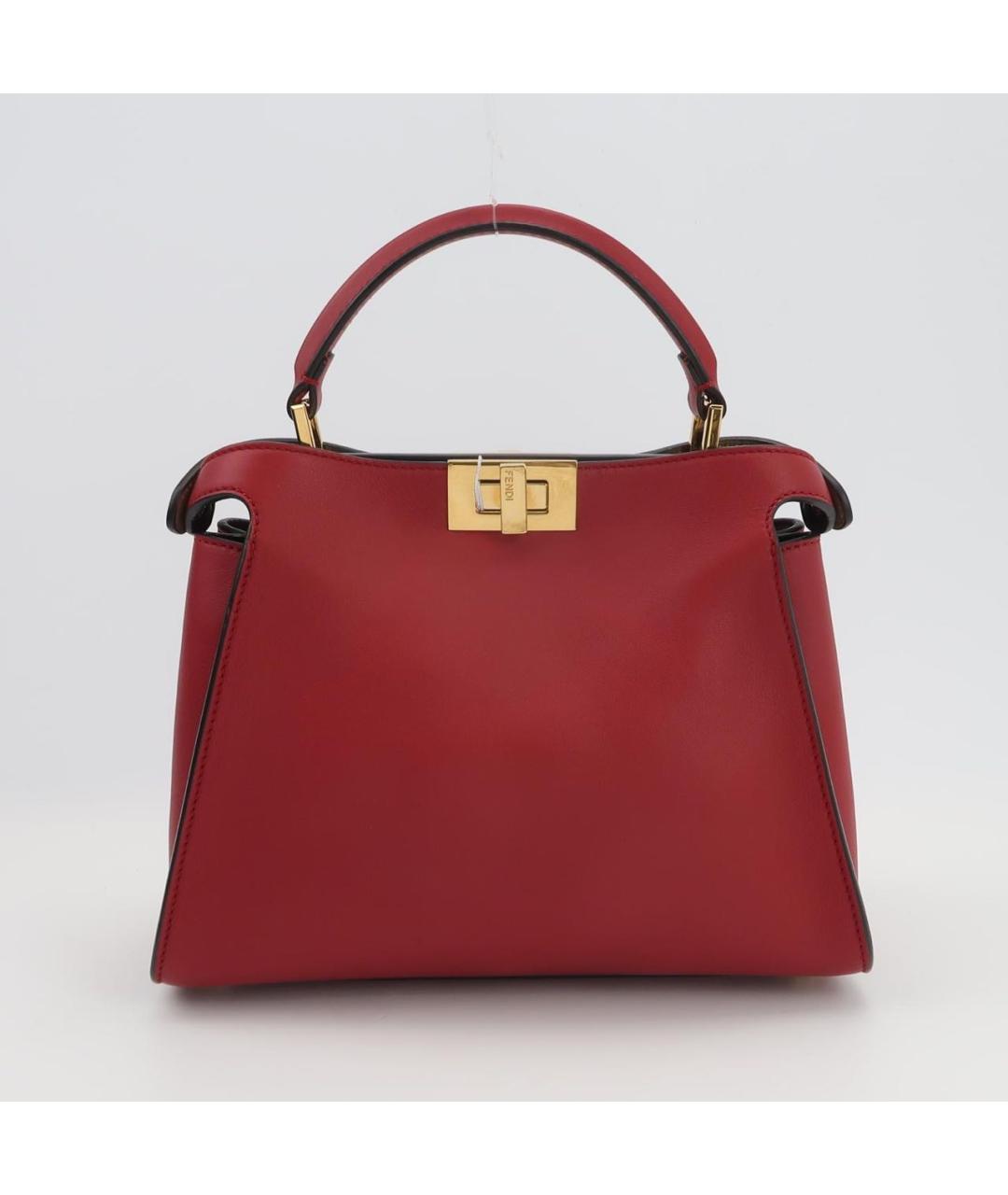 FENDI Красная кожаная сумка с короткими ручками, фото 4