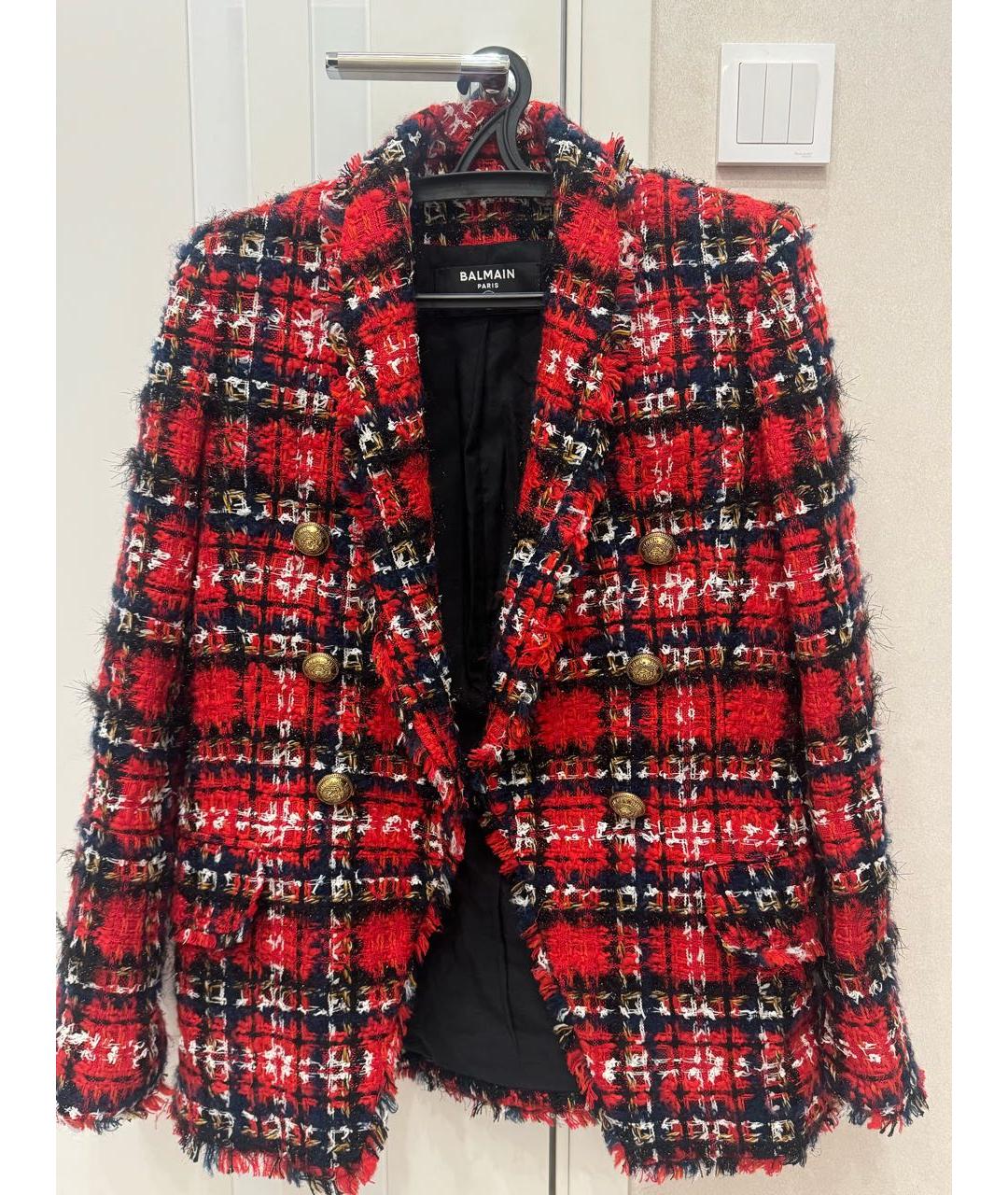 BALMAIN Бордовый шерстяной жакет/пиджак, фото 3