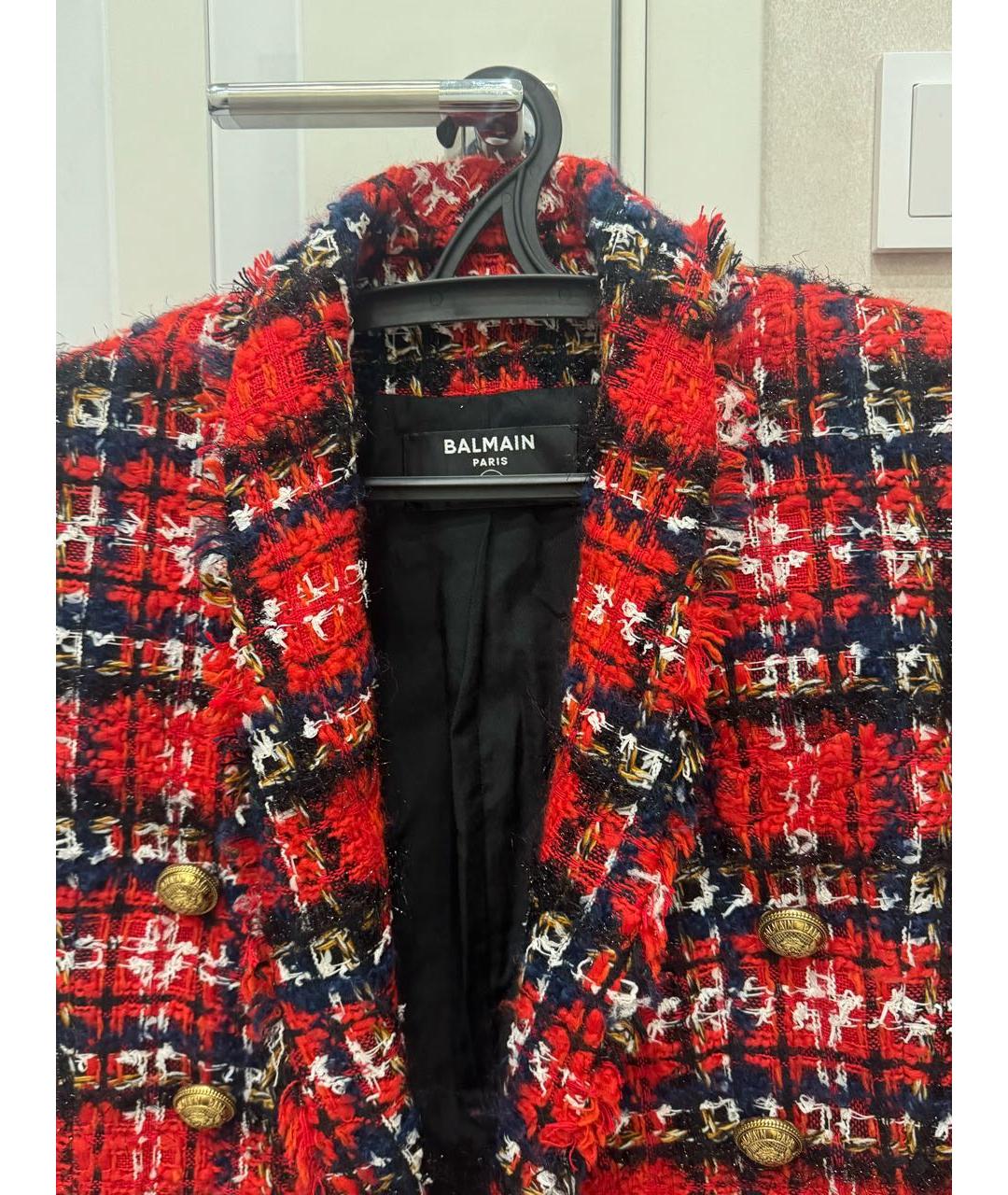 BALMAIN Бордовый шерстяной жакет/пиджак, фото 6